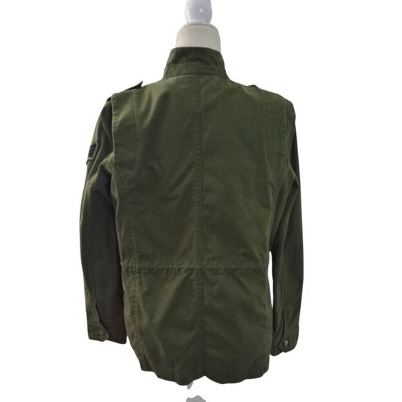 Forever 21 Women's Army Green Canvas Long Sleeve Utility Jacket Sz Large - Picture 5 of 7